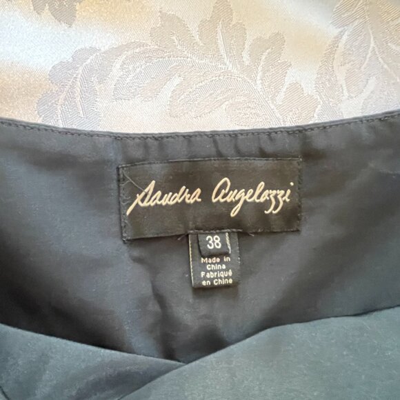 Designer pleated full skirt black Sandra Angelozzi with wide belt size 38 US 8 - Picture 6 of 10